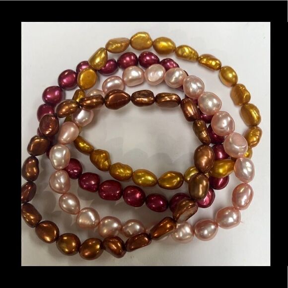 Honora Pearl Multi-color Stretchy Bracelets (Set of 4) - Picture 3 of 6